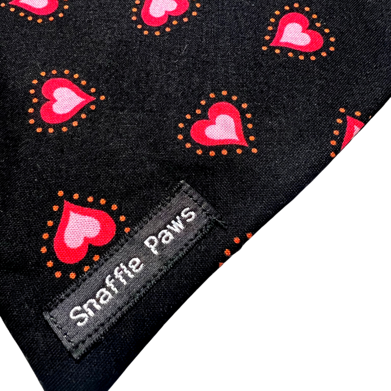 Black and Pinks Hearts Dog Bandana