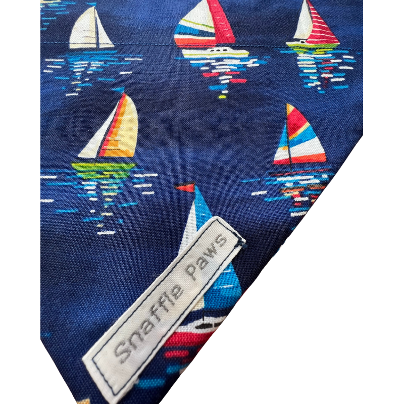 Blue Multi coloured sailing boats dog bandana