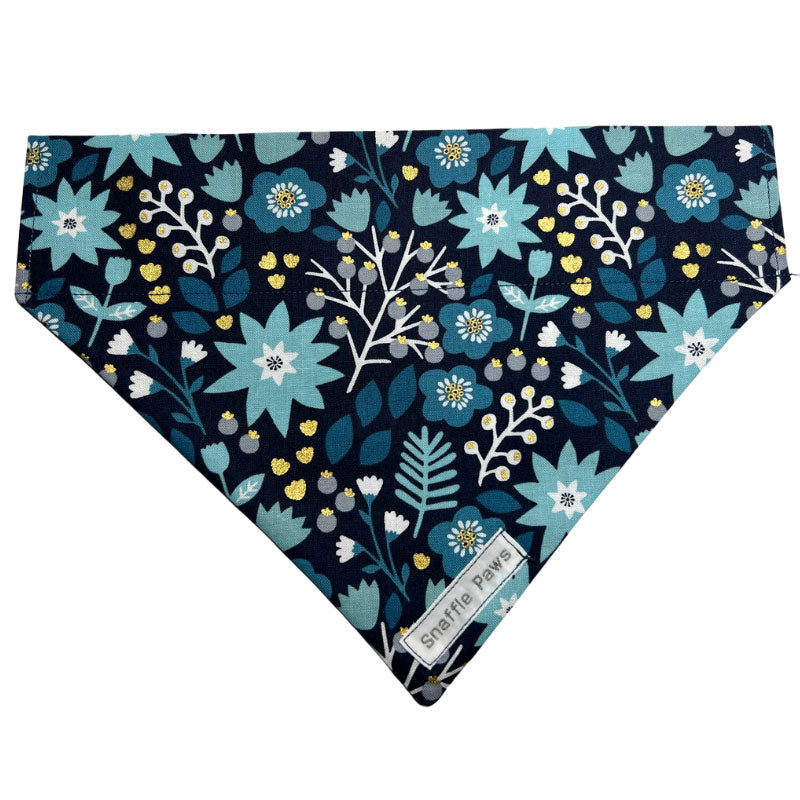 Blue winter flowers dog bandana