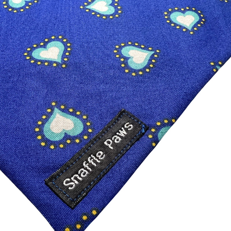 Blue and Turquoise hearts Dog Bandana