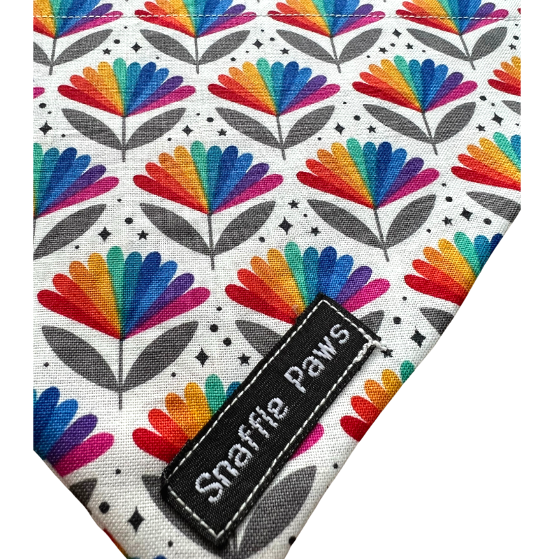 Bright Rainbow flowers closeup dog bandana (
