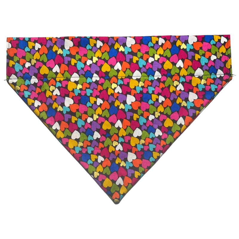 Dark Multi Coloured Hearts Dog Bandana