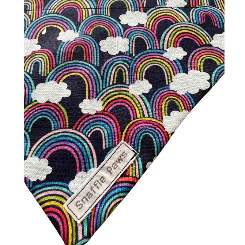 Nearly black cloudy Rainbows dog Bandana