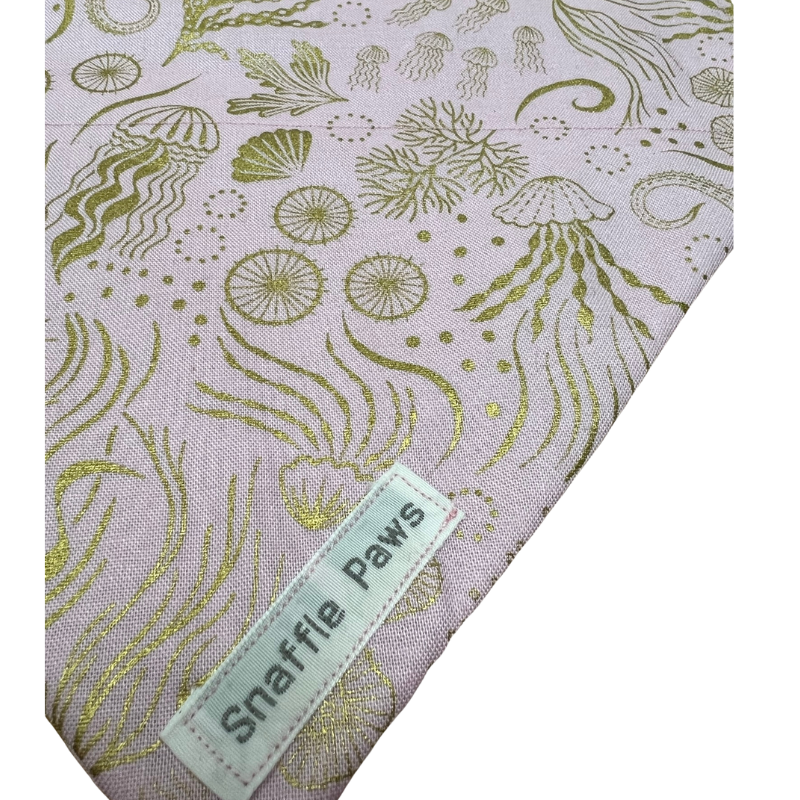 Pale pink and gold sea life bandana