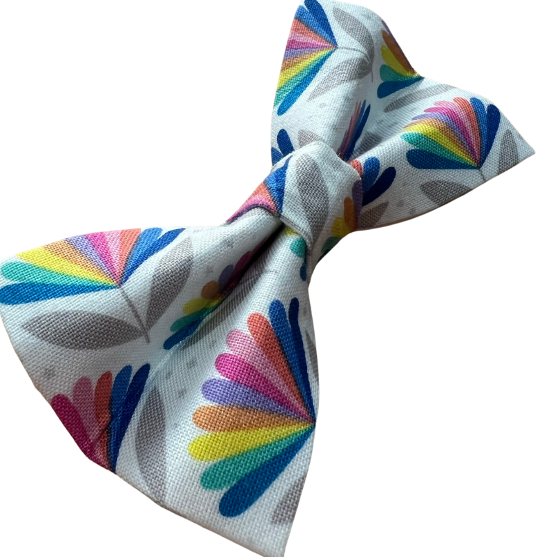 Pastel-Rainbow-flowers-dog-Bow-tie