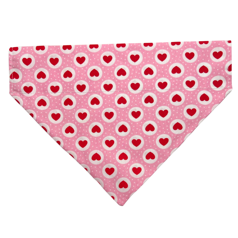 Pink dots and red hearts patterned Dog Bandana