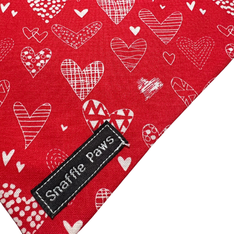 Red and White hearts Dog Bandana