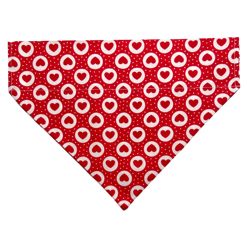 Red dots and red hearts dog bandana