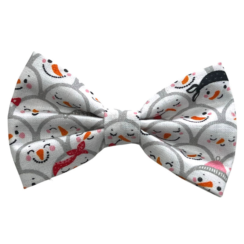 Smiling-snowmen- dog bow-tie