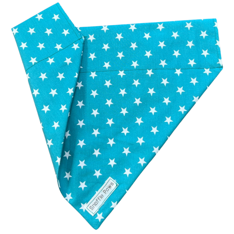 Turquoise and White Star Dog bandana