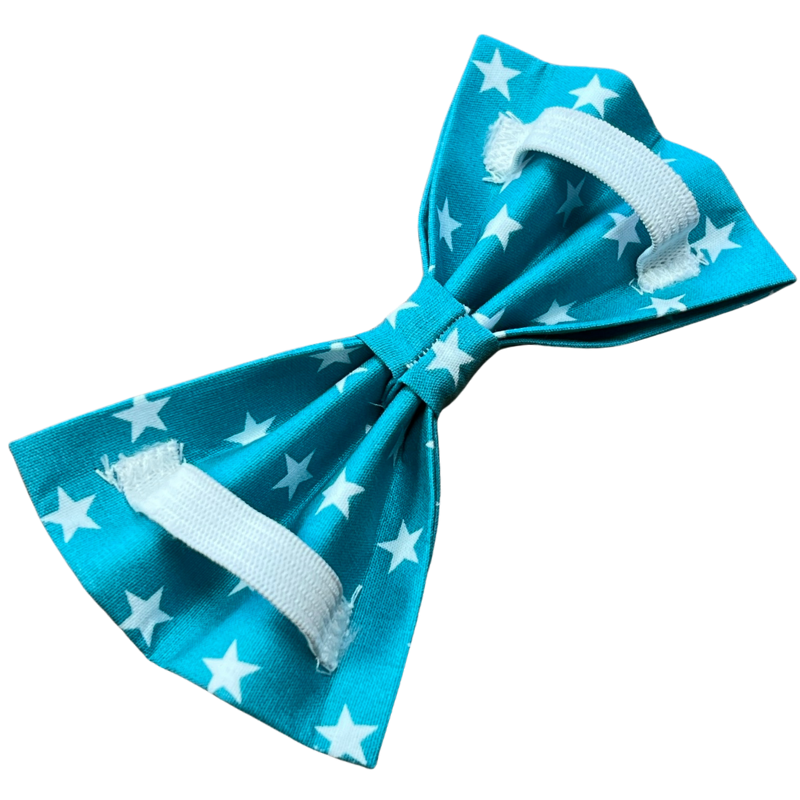 Turquoise and White Star Dog Bow tie