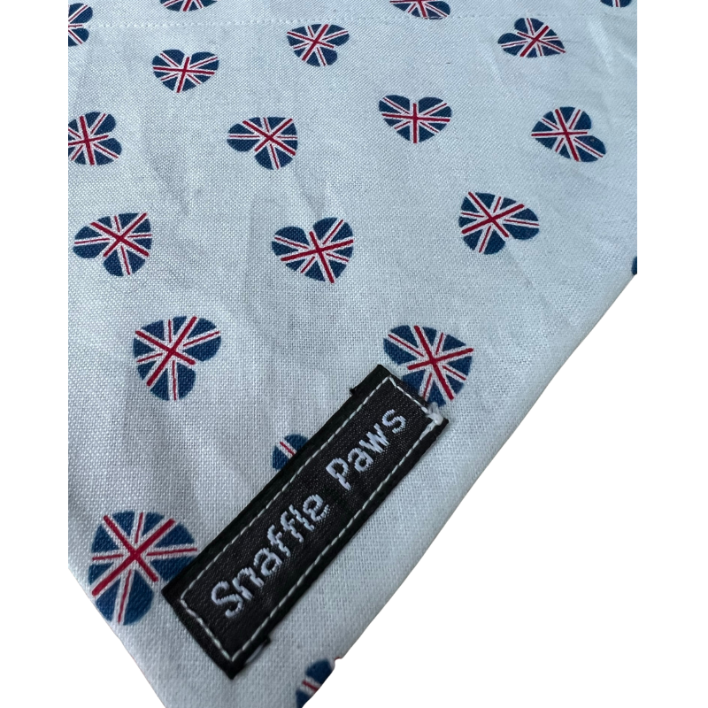 Union jack heart dog bandana close