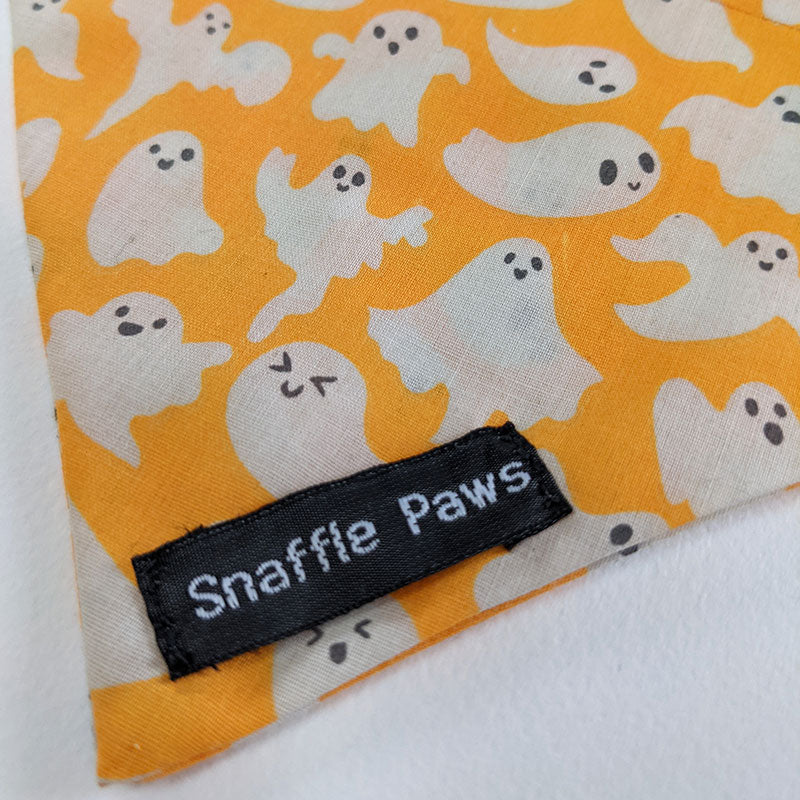 White-ghosts-on-orange-dog-bandana-label