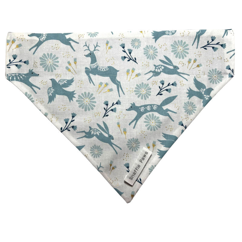 Winter blue animals white front dog bandana