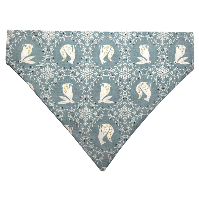 Winter blue rabbit and fox dog bandana