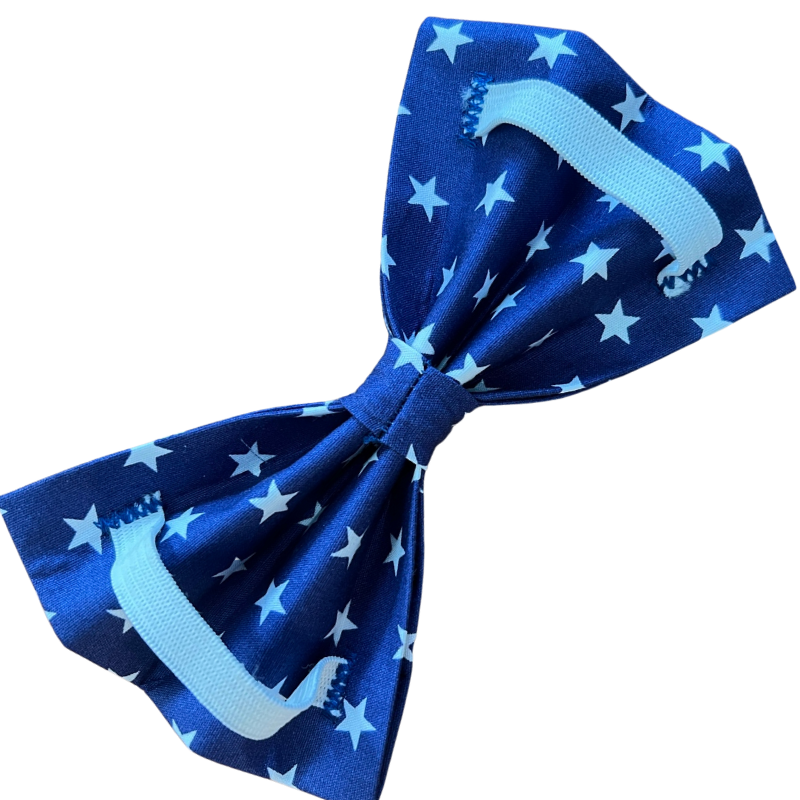 Blue and White Star Dog Bow tie