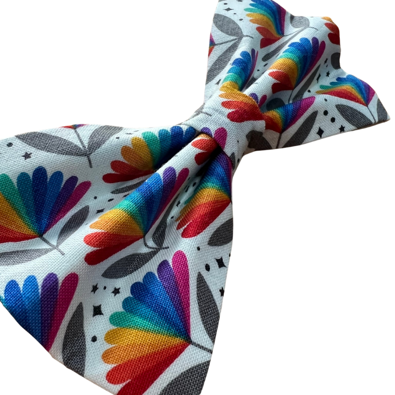 Bright Rainbow flowers dog bow tie