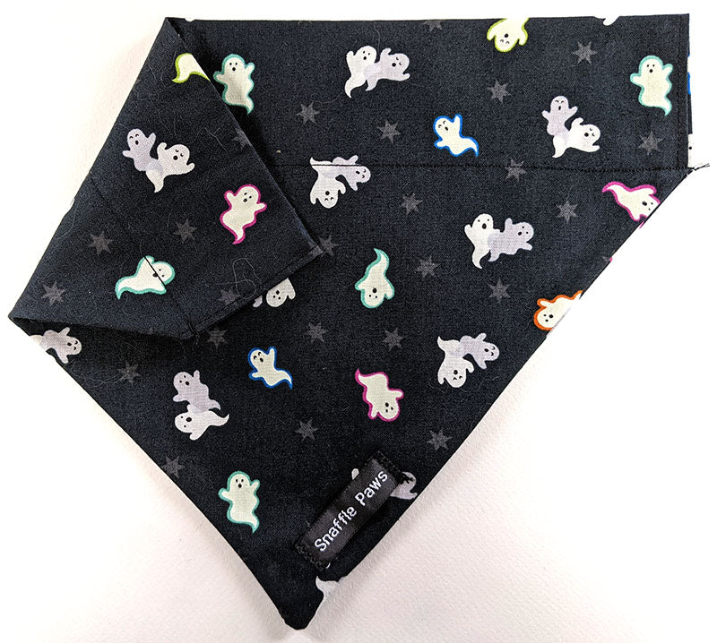 funky glow in dark multi coloured ghost dog bandana