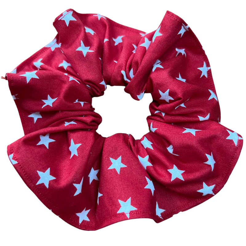 Red and White Star scrunchie